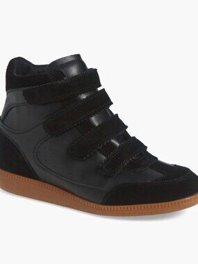 Steve Madden Mustang Wedge Sneaker for Women in Black Size 8